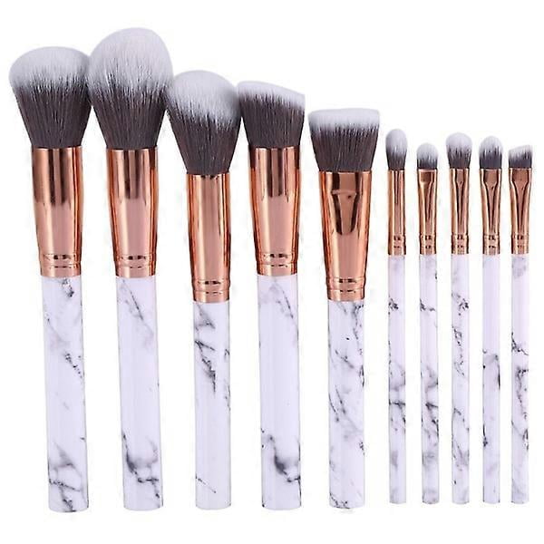 10 Professional Makeup Brushes - Marbled Makeup Brush Set - Beauty Tools, cosmetic applicators.