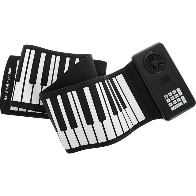 RUNROTOO 1Pcs Folding Electric Piano Black Silicone Built In Speaker For Travel And Home Use