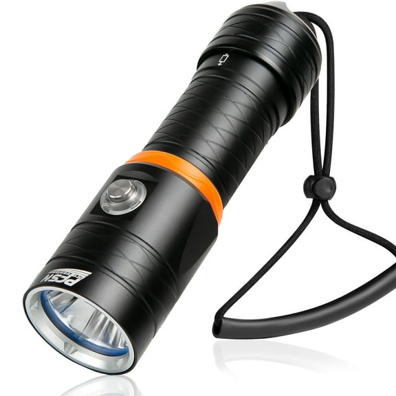 PFSN DF35B 3500 Lumen Scuba Dive Light, IPX68 Waterproof, USB Rechargeable Diving Flashlight, Black