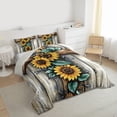 thumbnail image 3 of Manfei Female Men Rustic Floral Sunflower 3 Pieces Queen Comforter Set,Lodge Cottage Ultra Soft Bedding Sets,Vintage Retro Bedding Comforter Set Breathable,Microfiber Bedroom Decor,Reversible, 3 of 8