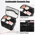 thumbnail image 2 of Unique Bargains 1 Pcs Double Layer Makeup Bag Cosmetic Travel Bag Make Up Organizer Bag for Women Marble Pattern Black, 2 of 6