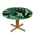 thumbnail image 3 of PIKWEEK Spring Summer Tropical Green Leaf Round Tablecloth Waterproof Resistant Fabric White, 3 of 8