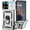 Silver, variant on HCTian for Motorola Moto Edge 2025 Case with Slide Camera Lens Cover, Built-in Ring Stand Shockproof Protective Phone Case for Motorola Edge 2025 Case