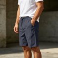 thumbnail image 4 of Men's Cotton Linen Casual Shorts Straight Leg 5-Inch Inseam Summer Beach Shorts with Pockets, 4 of 5