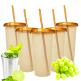thumbnail image 1 of 15 vasos glitter con tapa y popote 710 mL reusables, 1 of 7