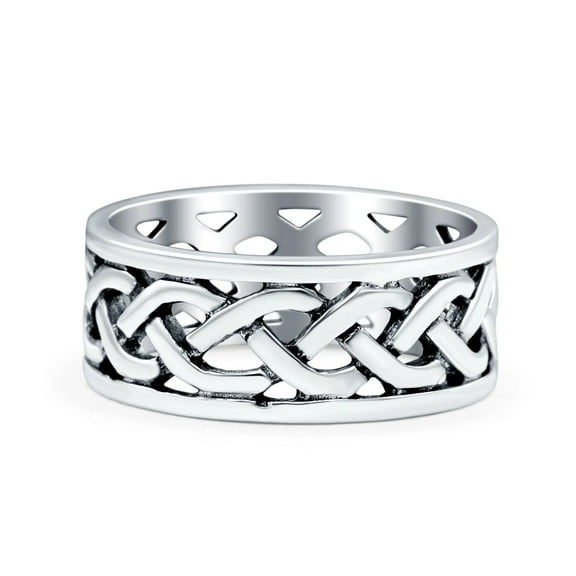 Celtic Ring Oxidized Band Solid 925 Sterling Silver Thumb Ring (8mm) Size 5