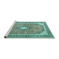 thumbnail image 2 of Ahgly Company Machine Washable Indoor Square Medallion Turquoise Blue Traditional Area Rugs, 4' Square, 2 of 4