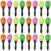 Maracas for Kids - 24 Pack of Two Toned Neon Plastic Small Toy Noisemakers Party Supplies Musical Instruments for Mexican Fiesta Celebrations in Pink, Green, Orange, Yellow with Black Handles