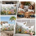 thumbnail image 5 of Spring Floral Outdoor Waterproof Pillow Covers, Pink Summer Botanical Butterfly Pastoral Decorative Square Throw Pillowcase Sofa Cushion Sham for Patio/Couch/Chair, 26"x26" 2 Pack, 5 of 8