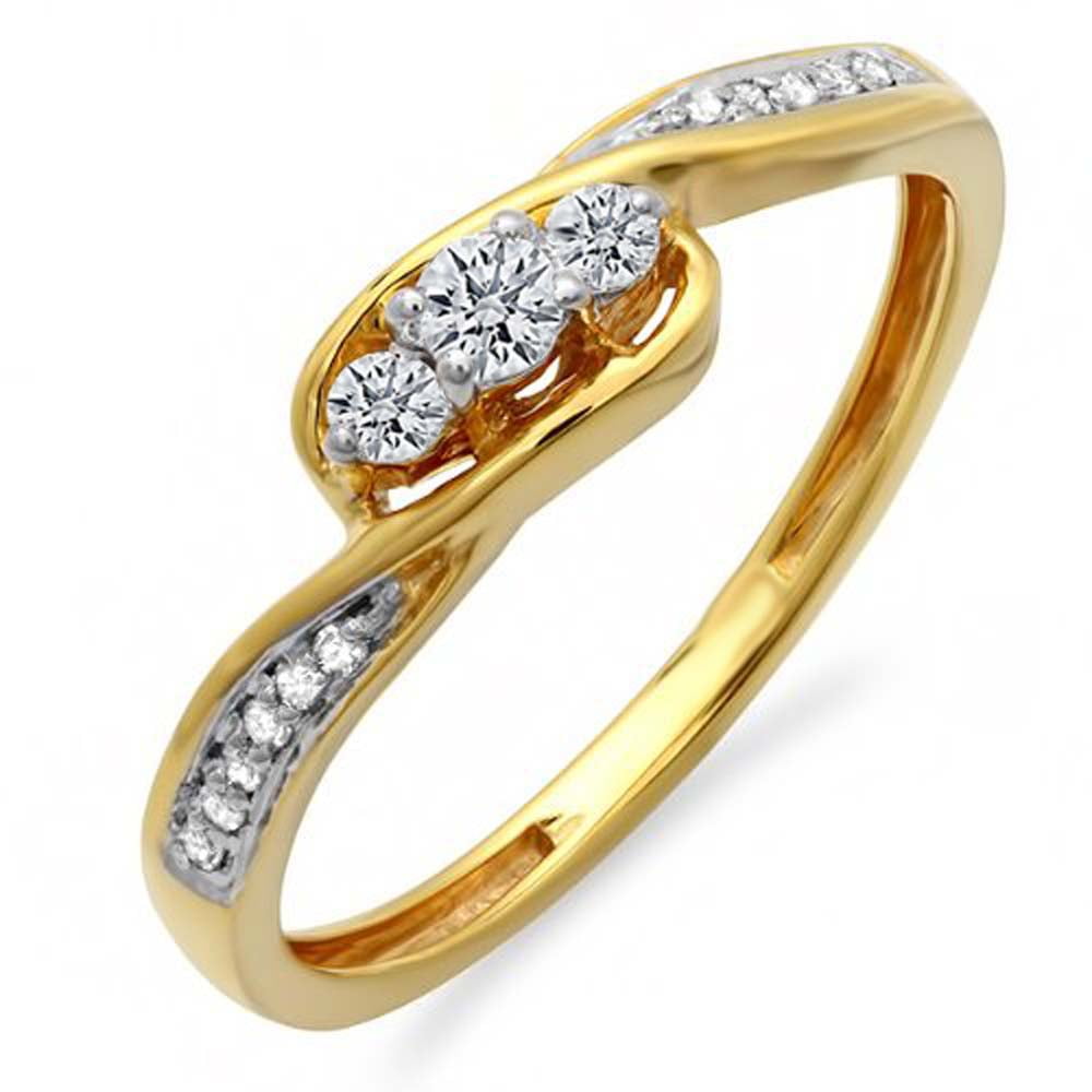 ctw Sterling Silver Dazzlingrock Collection 0.25 Carat Round Diamond Ladies Bridal Promise Ring Set Matching Band 1//4 CT