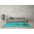 thumbnail image 3 of Ahgly Company Machine Washable Indoor Rectangle Oriental Turquoise Blue Industrial Area Rugs, 5' x 7', 3 of 4