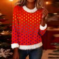 thumbnail image 4 of ZUKMRJPC Christmas Sweaters for Women Fur Collared Fashion Colorful Wave Point Pullover Casual Soft Comfy Long Sleeve Party Holiday Tops, 4 of 5