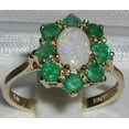 thumbnail image 2 of LBG British Made 10k Yellow Gold Natural Opal & Emerald Womens Statement Ring - 33 size options - Size 9, 2 of 5