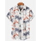 thumbnail image 3 of Camisa informal de manga corta con cuello vuelto y estampado 3D de flamencos y coco para vacaciones de hombre, camisa holgada de verano para niños, 3 of 4