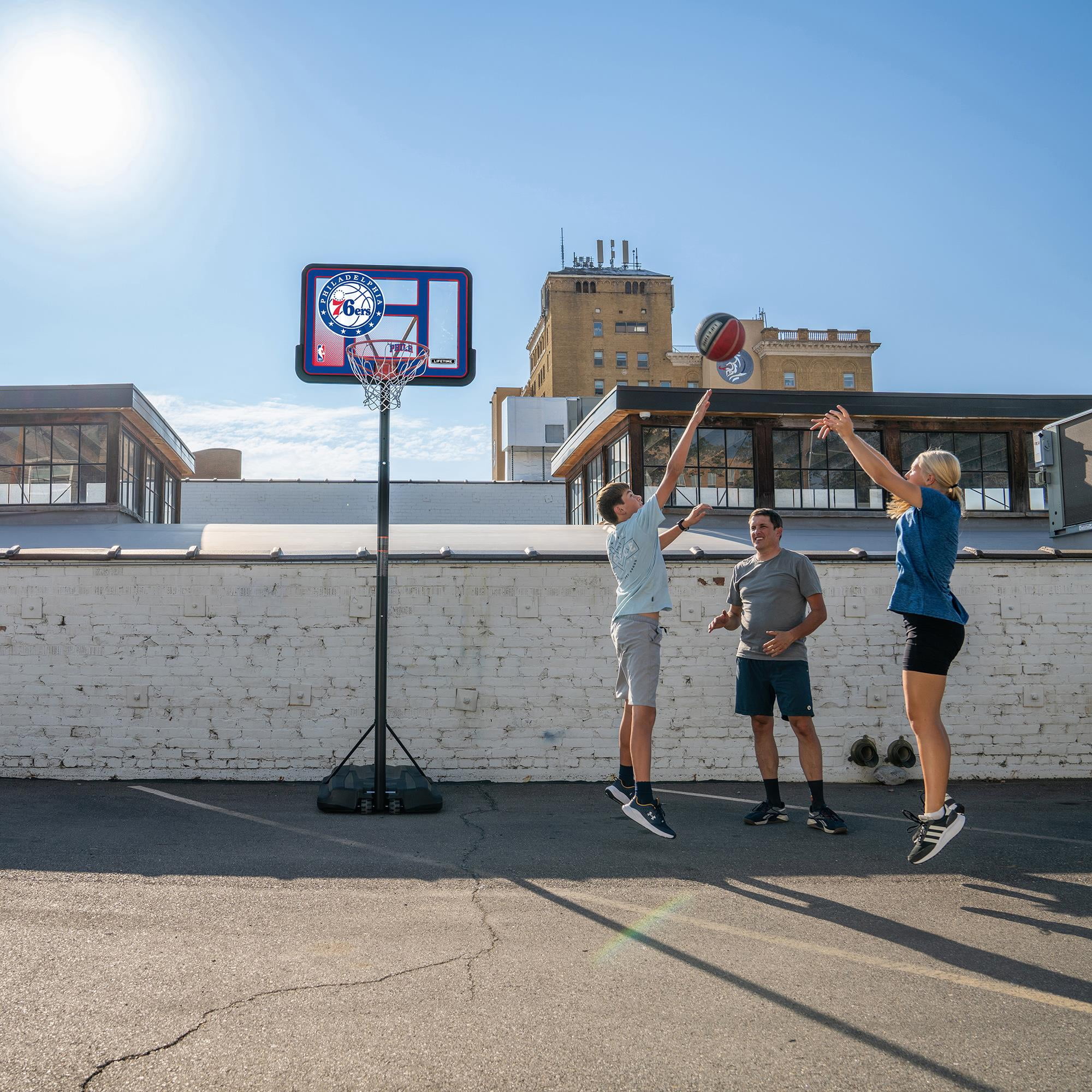 Lifetime NBA Philadelphia 76ers 44" Portable Basketball Hoop with Wheels - 7.5 to 10 Ft Adjustable Height
