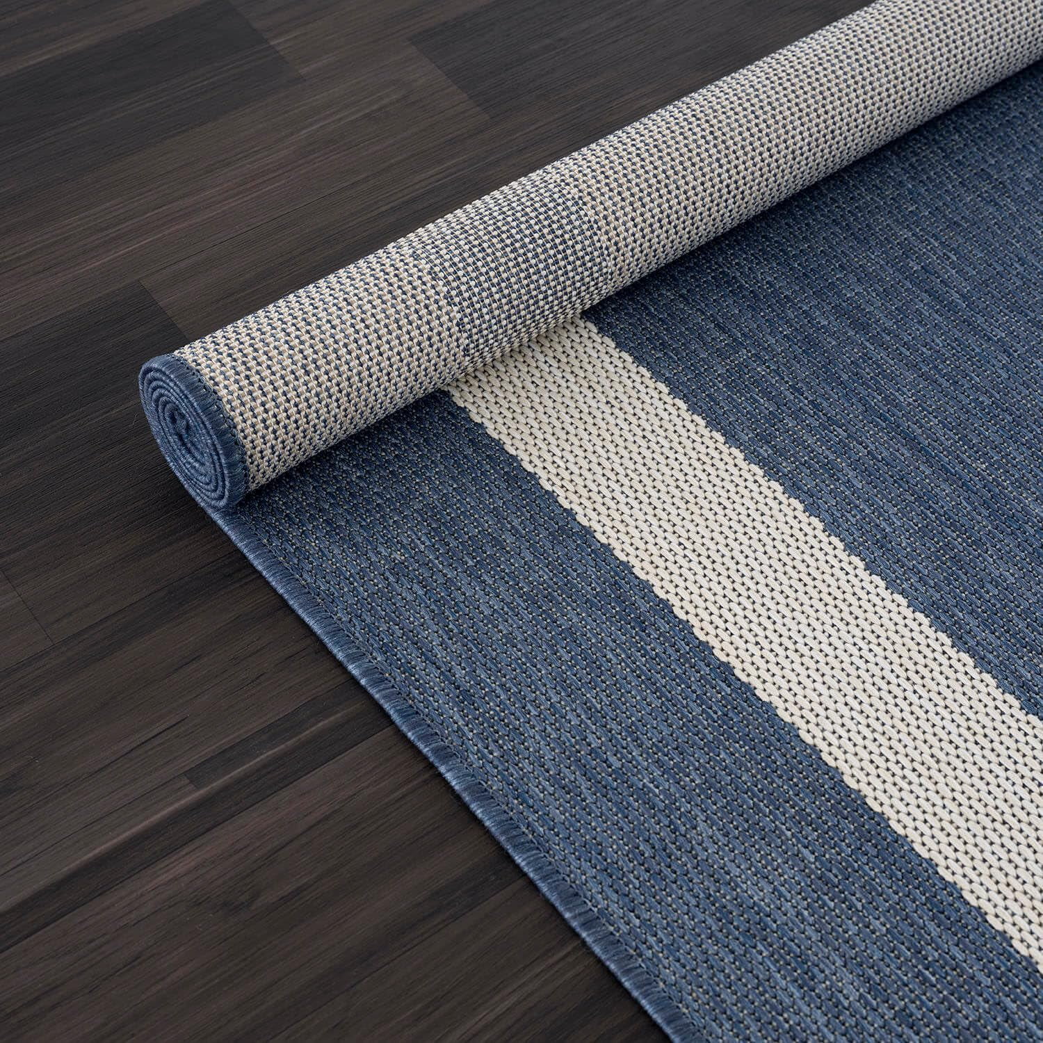 Outdoor Rug 5x7  Modern Outside Rugs For Patios Porches Waterproof Durable Washable Non-shedding Easy-to-clean Indoor Area Carpet (5 X 7 Bordered - Blue/white)