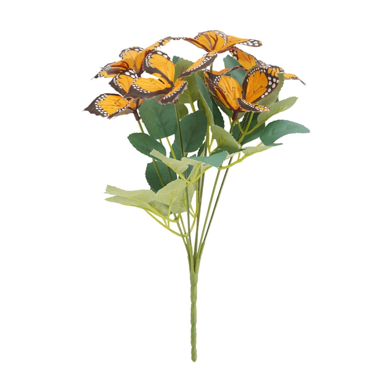 Eoozwa Waterproof Outdoor Artificial Flowers, 7‑Head Colorful Butterfly Orchid Faux Bouquet, Realistic Plastic Fake Flowers for Garden Patio Balcony Holiday Decor