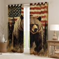 thumbnail image 2 of Homewish 3D Brown Bear Black Out Curtains, Vintage American Flag Curtains Pack of 2 (42x63 Each), Western Old Fashion Bedroom Curtains, Curtains and Drapes Decor, 2 of 6