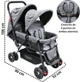 thumbnail image 4 of Carriola Doble para Bebés Gemelar Plegable con Ruedas Eva Soft Asientos Reclinables Acolchados Seguridad de 5 Puntos Apta desde 0 Meses Soporta hasta 32 kg (Gris), 4 of 5