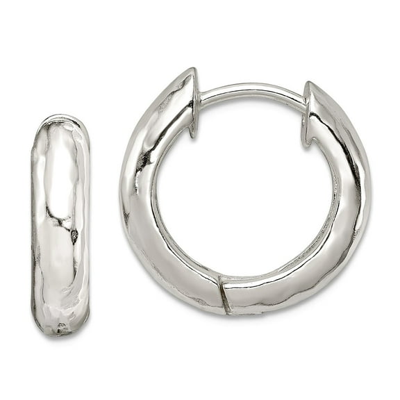 925 Sterling Silver Polished Hinged Hoop Earrings 17x19mm Wide Hoop Earring for Women