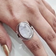 thumbnail image 6 of Natural Rainbow Moonstone Ring, Blue Fire Moonstone Ring, June Birthstone, Bohemian Band, 925 Sterling Silver, Womens Ring, Christmas, Thanksgiving, Handmade, Statement Jewelry, Natural Gemstone Ring, 6 of 7