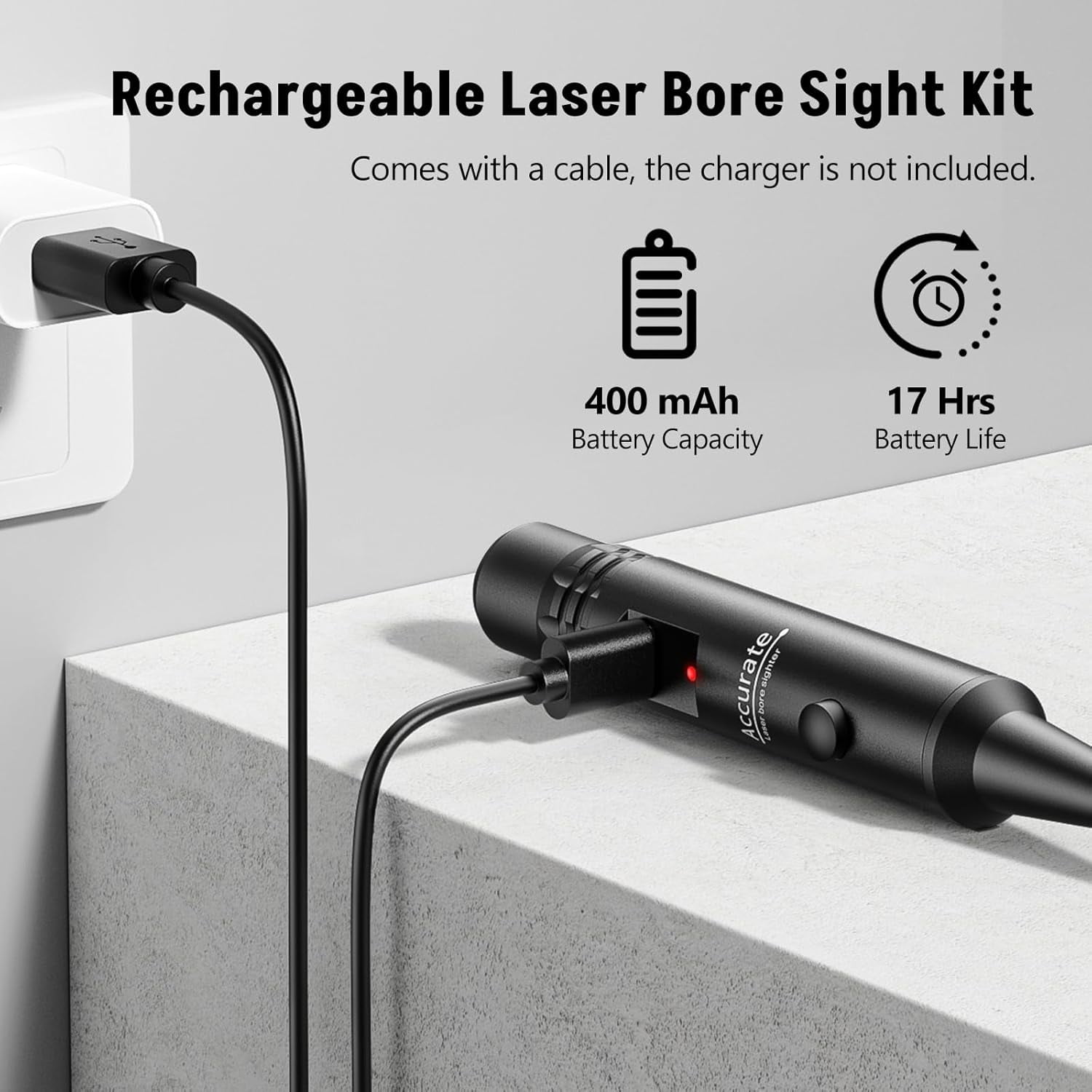 MidTen Rechargeable Bore Sighter Kit with 32 Adapters