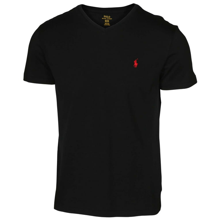 polo ralph lauren men's classic v-neck t-shirt (small, rl black) - Walmart.com