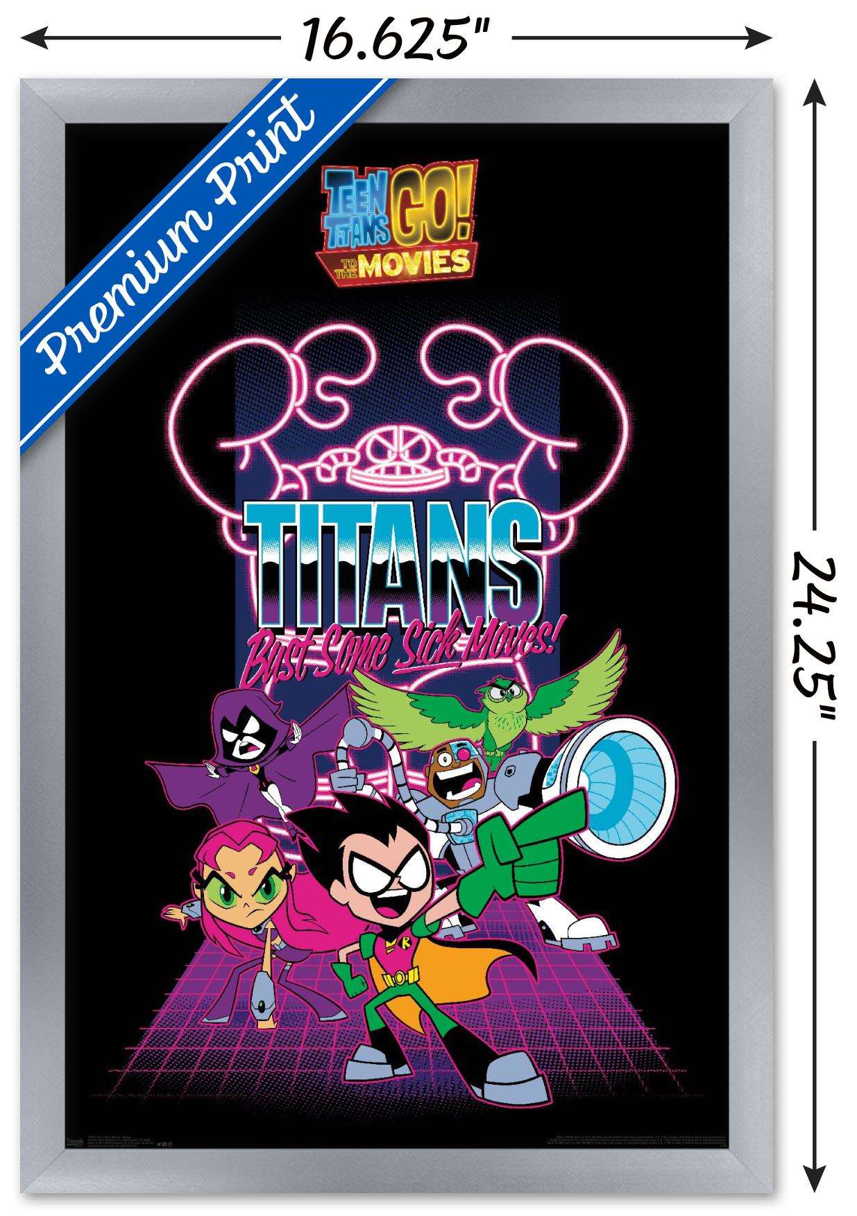DC Comics Movie - Teen Titans Go! To The Movies - Group Wall Poster, 14.725" x 22.375", Framed