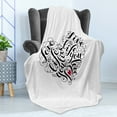 thumbnail image 4 of Love Soft Flannel Fleece Throw Blanket, Words in Heart Shape Positive Vibes Valentines Day Romance, Cozy Plush for Indoor and Outdoor Use, 70" x 90", Dark Coral White, by Ambesonne, 4 of 5