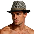 thumbnail image 4 of Mgmyaa Men's Summer Straw Jazz Hat Wide Brim Sun Protection Outdoor Travel Cap Breathable Lightweight Casual Beach Holiday Headwear Adjustable Classic Style, 4 of 9