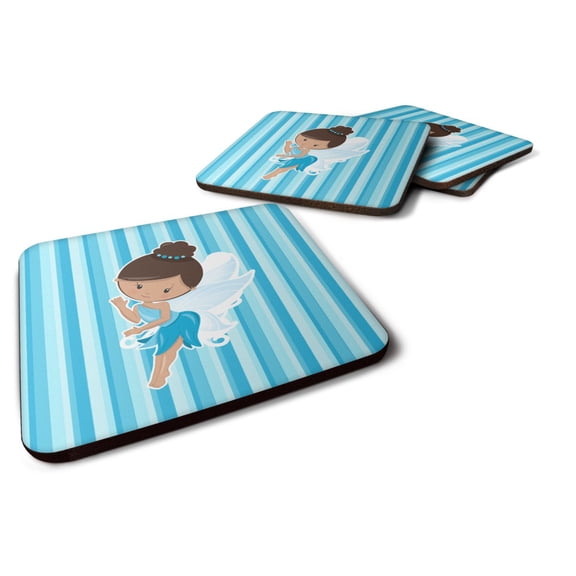 Carolines Treasures BB6910FC Fairy Blue Stripes Foam Coaster Set of 4 3 1/2 x 3 1/2 multicolor