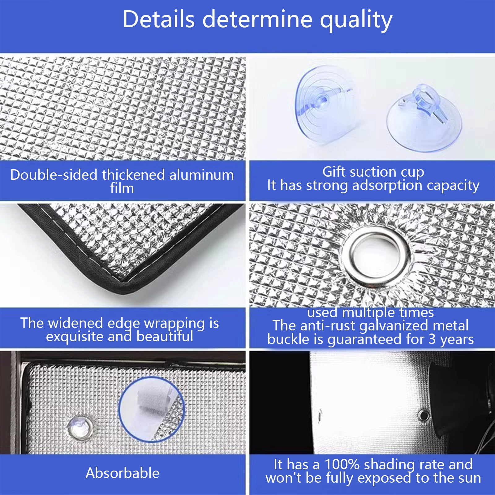 No-Drill Window Insulation Film with 6 Suction Cups for Easy Installation, Double Sided Aluminum Foil Sun Blocking Shade for Home Office Sunroom Protection and Temperature Control