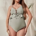 thumbnail image 4 of NIEWTR Maternity Swimsuit One Piece Ruffle Pregnancy Bathing Suit Spaghetti Straps Swimwear(Green,L), 4 of 9