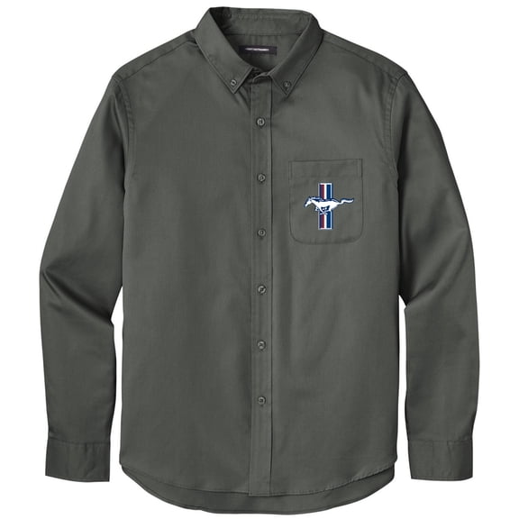 Men's FORD MUSTANG LEGEND LIVES GT CREST Twill Shirt with Pocket, Small Storm Grey