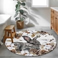 thumbnail image 3 of Round Rug 3.3Ft Washable Non-Slip, Grey Rabbits Circle Area Rugs for Living Room Bedroom, Pine Cones Brown Plants Farmhouse Wooden Indoor Floor Mats Carpet Runner for Home Decor Aesthetic, 3 of 8
