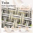 thumbnail image 5 of MF Studio 5-Seat Outdoor Patio Conversation Set, Country Farmhouse Wood-Grained Metal Frame & Wicker Back, Gray & Blue, 5 of 9