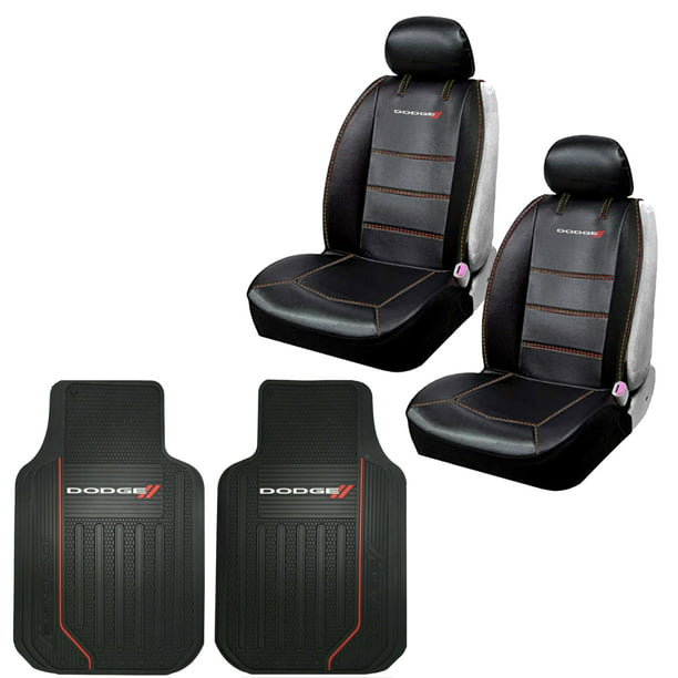 New 6pcs Dodge Elite Logo Car Truck Front Seat Covers Floor Mats Set Com - Dodge Logo Seat Covers
