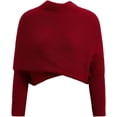 thumbnail image 1 of Xiao Hua Bufanda con mangas para mujer, suéter de punto con mangas, poncho cálido de talla grande para otoño e invierno, color rojo oscuro., 1 of 2