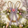 thumbnail image 5 of ERTZAE Easter Bunny Wreath with Flowers and Decorative Eggs,Plastic Vine Circle Hanging Ornament for Easter,Bunny Silhouette Wreath,Artificial Flower Egg Accents,Weather-Resistant for Indoor/Outdoor, 5 of 6