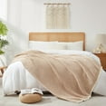 thumbnail image 4 of Snuggle Sac Waffle Knit Throw Blanket Reversible Textured Blanket Fuzzy Microfiber Throw,Beige,50*60", 4 of 5