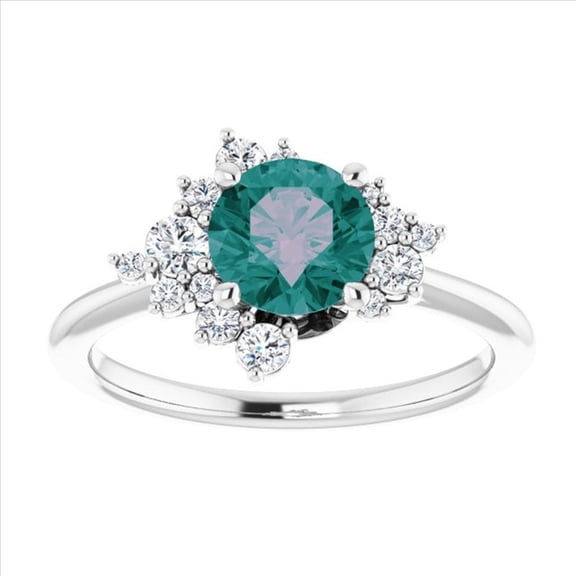 Alexandrite Ring Diamond Ring Engagement Ring 925 Sterling Silver Ring