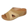 thumbnail image 3 of enyan Summer Sandals Womens Footwear- Lightweight and Memory Foam Insole Sandals for Women 2026 - Durable Non-Slip Beach Essentials Flats for Women Sandals,Khaki,Size 7, 3 of 7