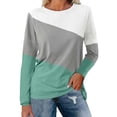 thumbnail image 2 of Pxiakgy Vente Chaude!! Hauts à Blocs de Couleur pour Femmes Tunique à Manches Longues Décontractée Col Rond Pull Chemises à Blocs de Couleur pour Femmes Hauts à Manches Longues Décontractés Col Rond Pull Vert TTG, 2 of 7