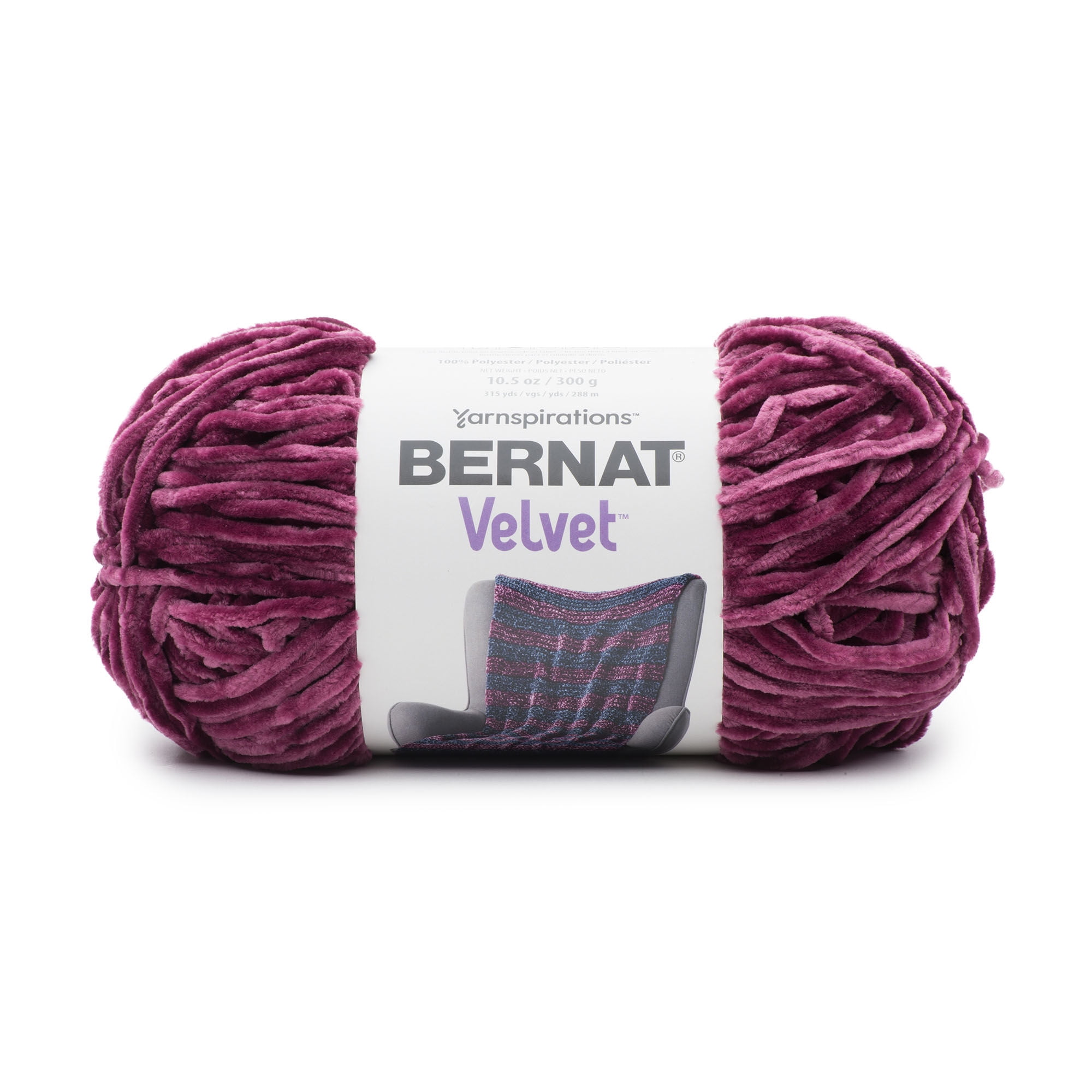 Bernat Velvet Bulky 100% Polyester Bergundy Plum Yarn, 315 yd