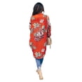thumbnail image 2 of Floral Printing Women Open Front Irregular Casual Chiffon Cardigan Tops, 2 of 4
