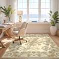 thumbnail image 3 of Design&I 3'x5' Ultra Soft Throw Mat, Neutral Beige Boho Botanical Panel Vintage Distressed Cream None Fluffy Washable Easy Care Indoor rug for Bedside Hallway, 3 of 7