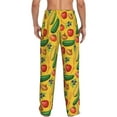 thumbnail image 3 of Uemuo Colorful Vegetables Pattern Men's Wide Leg Palazzo Lounge Pants with Pockets Light Weight Loose Comfy Casual Pajama Pants-Small, 3 of 9