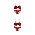thumbnail image 1 of Minnieouse Conjunto de sujetadores de 1/2 copa, Bralette de encaje a la moda para mujer, ropa interior de realce con tirantes ajustables Vino rojo 70A 2piezas, 1 of 6