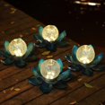thumbnail image 4 of Solar Lotus Flower Lamp Glass Crack Garden Landscape Lighting Lawn Plug Lamp - Blue Black, 4 of 5