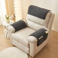 thumbnail image 3 of 3 Pieces Sherpa Fleece Sofa Armrest Cover for Recliner Chair with Storage Pockets Non Slip Headrest Cover Fuzzy Couch Cover for Dogs Washable Furniture Protector (Blackish Grey,1 Seat), 3 of 7